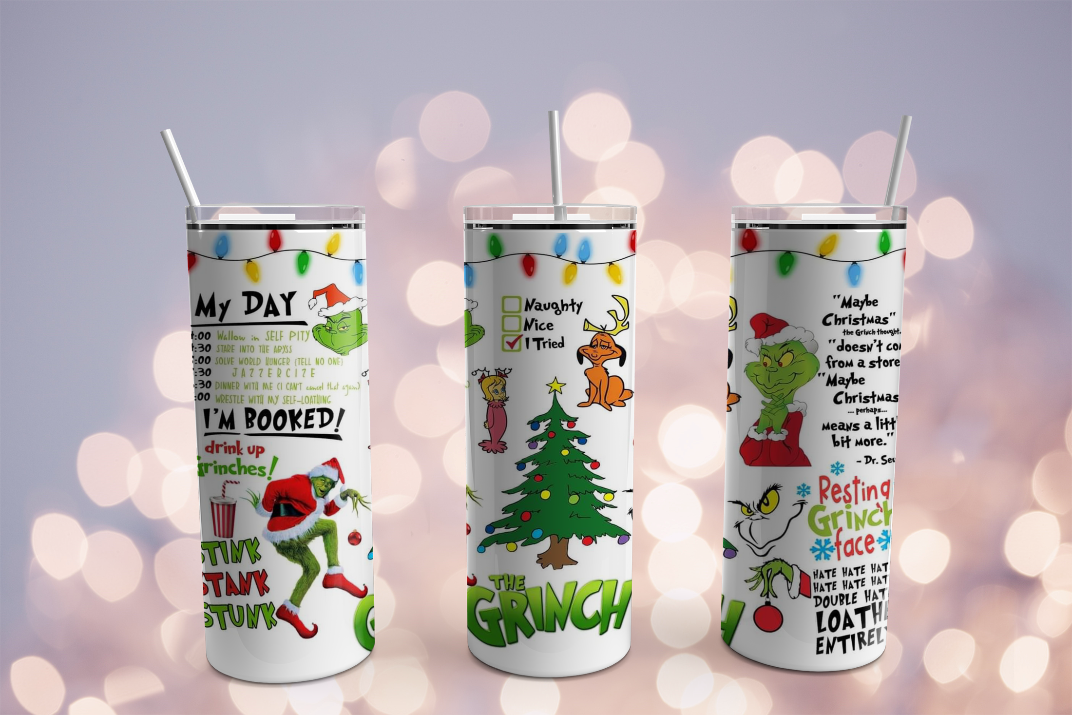 Grinch Latte Christmas Beer Can Glass Tumbler: Custom Tumblers and