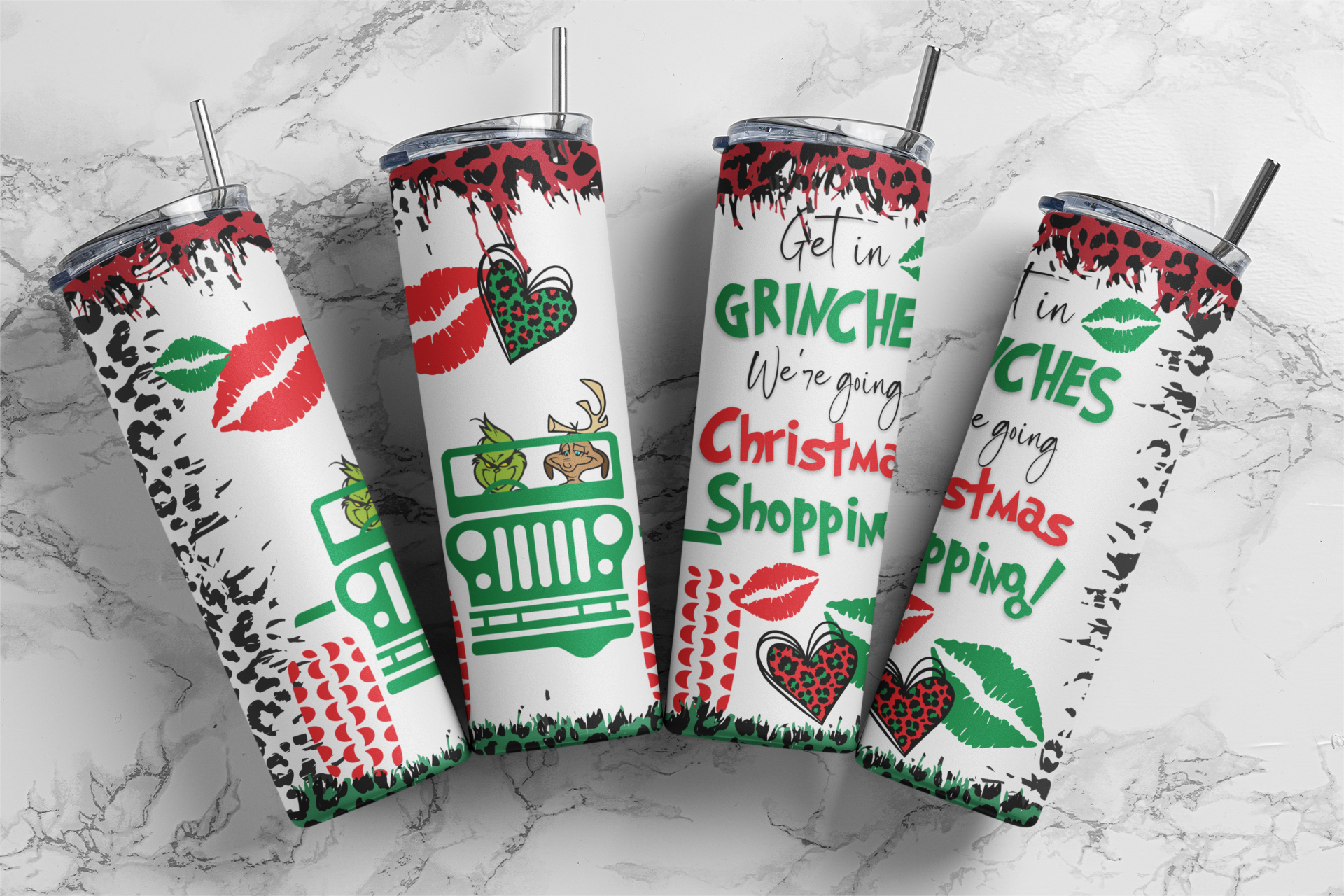 Grinch Christmas Skinny Steel Tumbler with Straw – Creative Works